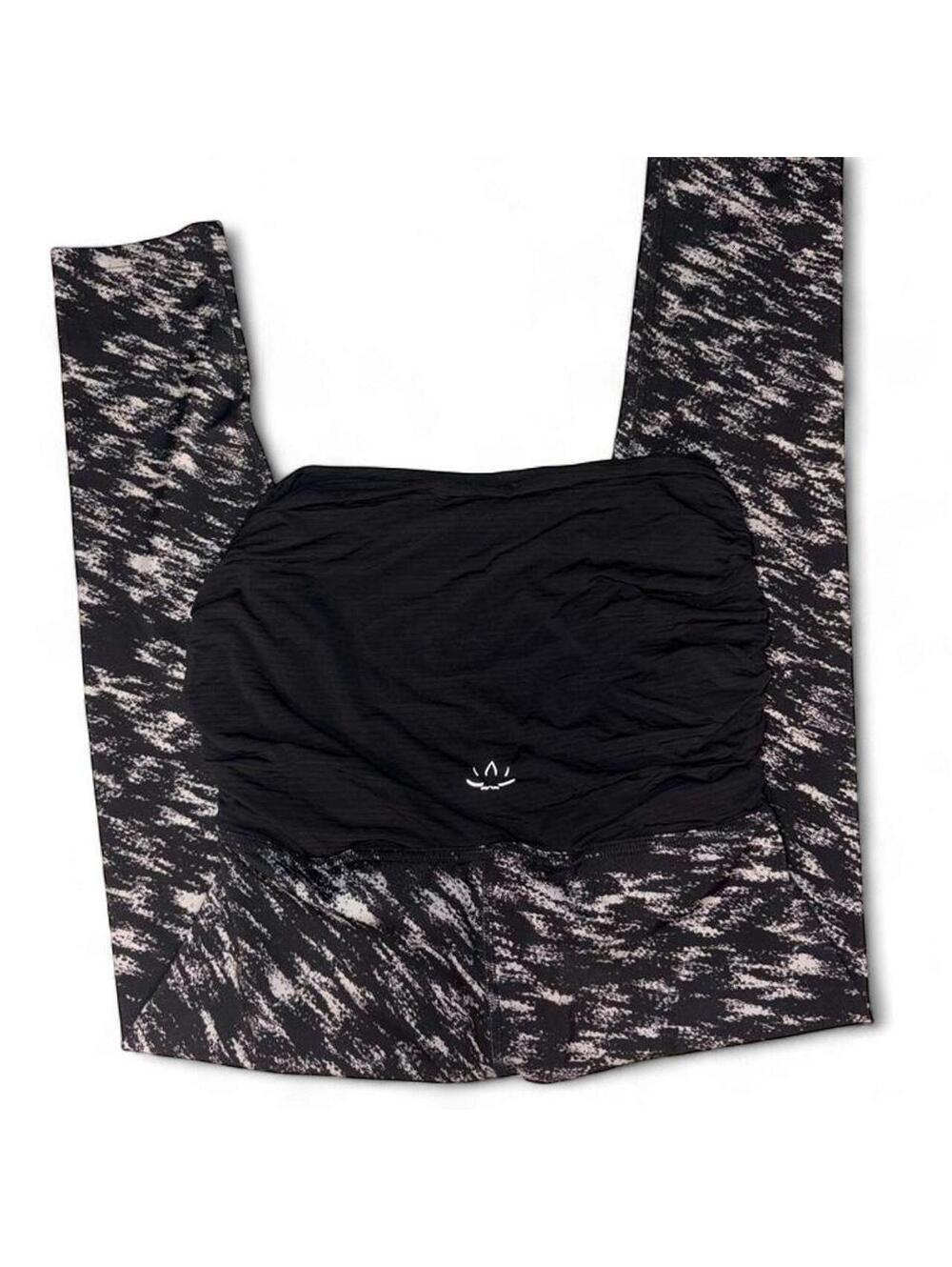 Beyond Yoga Beyond the Bump Maternity Leggings Black White Paint Print - Size S